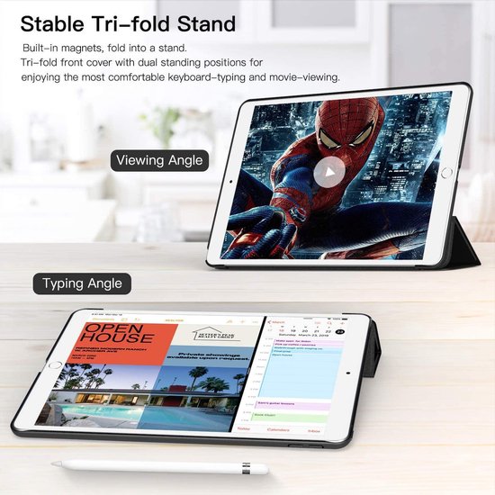 iPad Mini 4 / Mini 5 – Tri-Fold standaard – Standfunctie – Zwart-Tablethoesjes-Ilumina Benelux