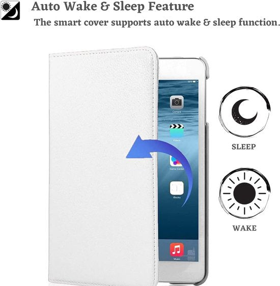 iPad Mini 5 7.9 (2019) Hoesjes – 360° draaibaar – Multi-stand Standfunctie – Wit-Tablethoesjes-Ilumina Benelux