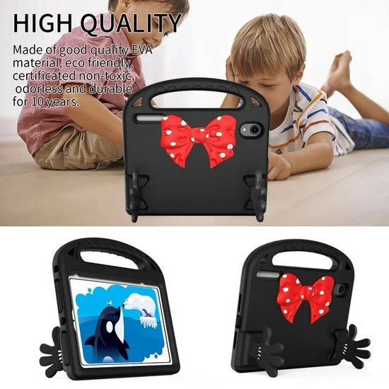 iPad Mini 6 8.3 inch (2021) & Mini 7 (2024) Hoesjes – Kinderhoes met Handvat & standaard – Zwart-Tablethoesjes-Ilumina Benelux