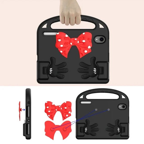 iPad Mini 6 8.3 inch (2021) & Mini 7 (2024) Hoesjes – Kinderhoes met Handvat & standaard – Zwart-Tablethoesjes-Ilumina Benelux