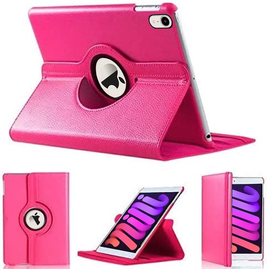 iPad Mini 6/7 Hoesjes – 360° draaibaar – Multi-Stand Standfunctie – Donkerroze-Tablethoesjes-Ilumina Benelux