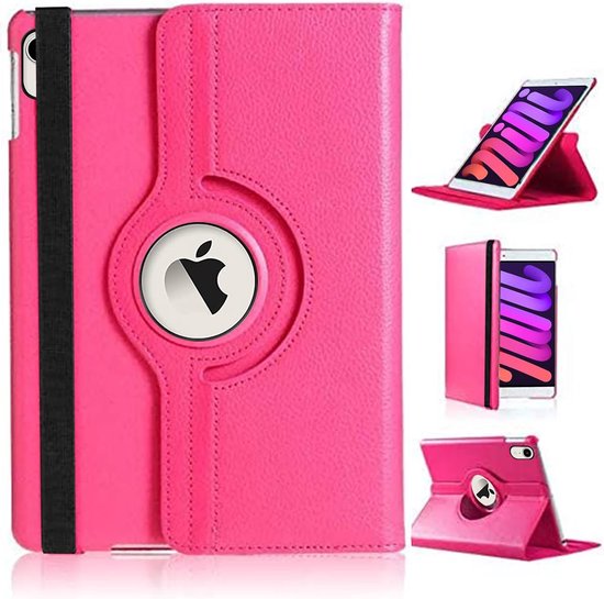iPad Mini 6/7 Hoesjes – 360° draaibaar – Multi-Stand Standfunctie – Donkerroze-Tablethoesjes-Ilumina Benelux