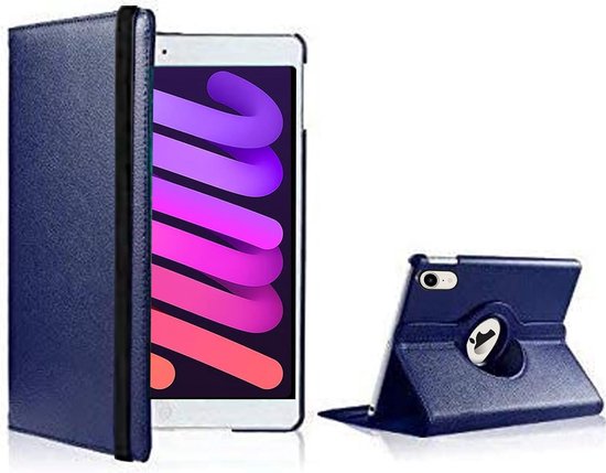 iPad Mini 6/7 Hoesjes – 360° draaibaar – Multi-stand Standfunctie – Donkerblauw-Tablethoesjes-Ilumina Benelux