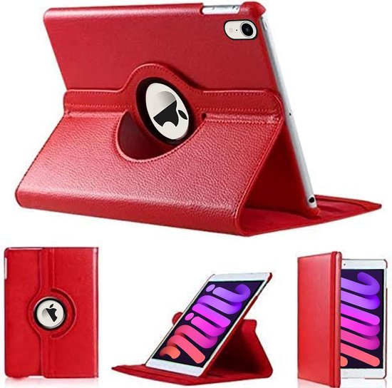 iPad Mini 6/7 Hoesjes – 360° draaibaar – Multi-stand Standfunctie – Rood-Tablethoesjes-Ilumina Benelux