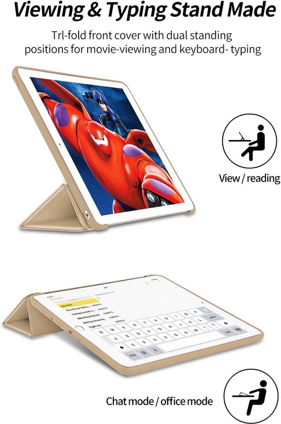 iPad Pro 10.5 (2017) & iPad Air 3 10.5 (2019) – Ultraslank Tri-Fold Smart Cover – Standfunctie – Goud-Tablethoesjes-Ilumina Benelux
