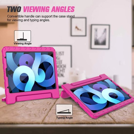iPad Pro 11 (2018-2022) & iPad Air 11 (2024) Hoesjes – Kidsproof – Handvat – Standfunctie – Roze-Tablethoesjes-Ilumina Benelux