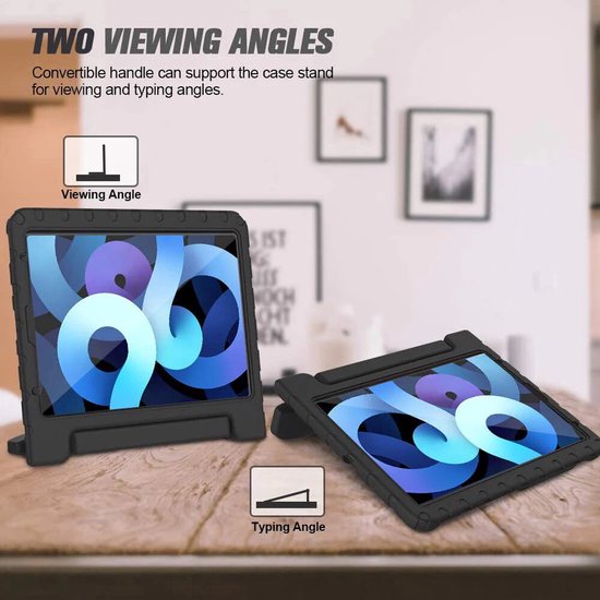 iPad Pro 11 (2018-2022) & iPad Air 11 (2024) Hoesjes – Kidsproof – Handvat & standaard – Zwart-Tablethoesjes-Ilumina Benelux