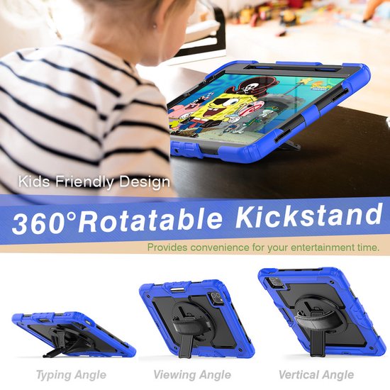iPad Pro 11 (2018-2022) & iPad Air 4 Hoesjes – Kidsproof – Handvat – Standfunctie – Blauw-Tablethoesjes-Ilumina Benelux