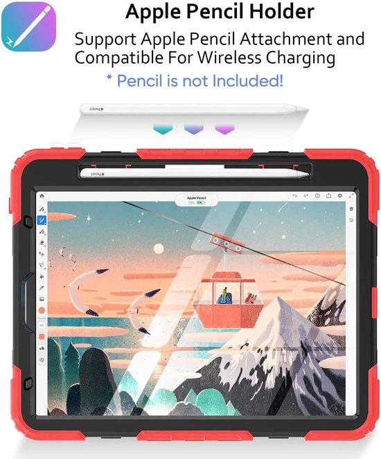 iPad Pro 11 (2020-2022) & iPad Air 4/5 10.9 Hoesjes – Schokbestendig – Screenprotector – Rood-Tablethoesjes-Ilumina Benelux