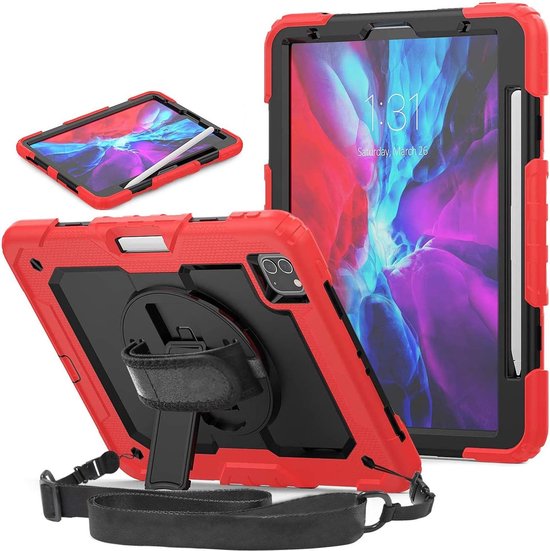 iPad Pro 11 (2020-2022) & iPad Air 4/5 10.9 Hoesjes – Schokbestendig – Screenprotector – Rood-Tablethoesjes-Ilumina Benelux
