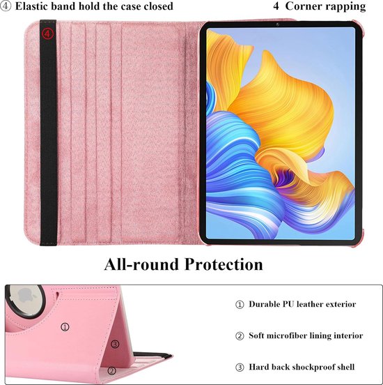 iPad Pro 11 (2020/2021/2022) Hoesjes – 360° draaibaar – Multi-stand Standfunctie – Lichtroze-Tablethoesjes-Ilumina Benelux