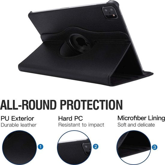 iPad Pro 11 (2020/2021/2022) Hoesjes – 360° draaibaar – Multi-stand Standfunctie – Zwart-Tablethoesjes-Ilumina Benelux