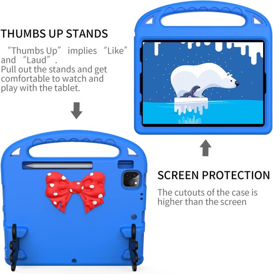 iPad Pro 11 Inch Hoesjes – Kinderhoes met Handvat en standaard – Blauw-Tablethoesjes-Ilumina Benelux