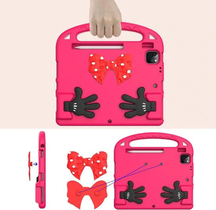 iPad Pro 11 Inch Hoesjes – Kinderhoes met Handvat en standaard – Donkerroze-Tablethoesjes-Ilumina Benelux