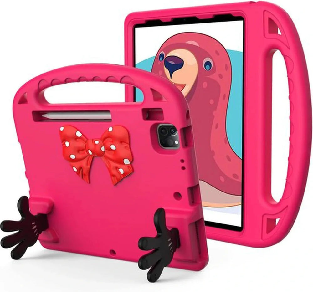 iPad Pro 11 Inch Hoesjes – Kinderhoes met Handvat en standaard – Donkerroze-Tablethoesjes-Ilumina Benelux