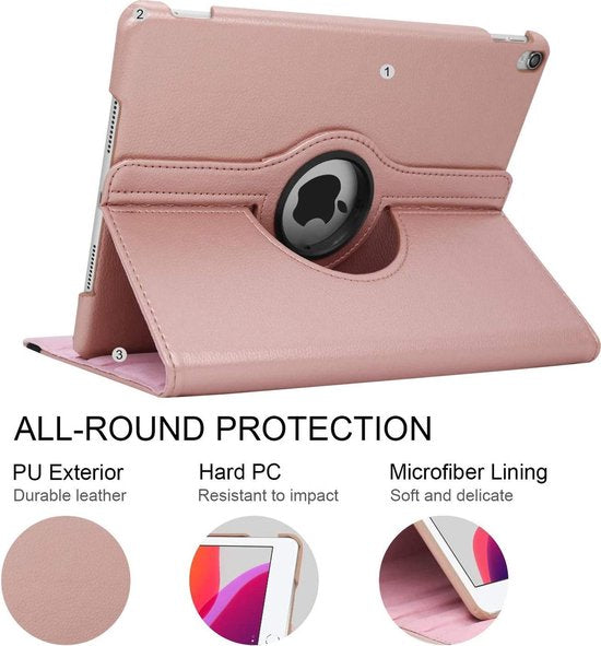 iPad Pro 11 inch (2018-2022) – Hoesje Draaibare – Screenprotector + styluspen – Roségoud-Tablethoesjes-Ilumina Benelux