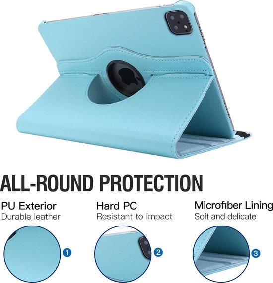 iPad Pro 11 inch (2020/2021/2022) Hoesjes – 360° draaibaar – Multi-stand – Lichtblauw-Tablethoesjes-Ilumina Benelux