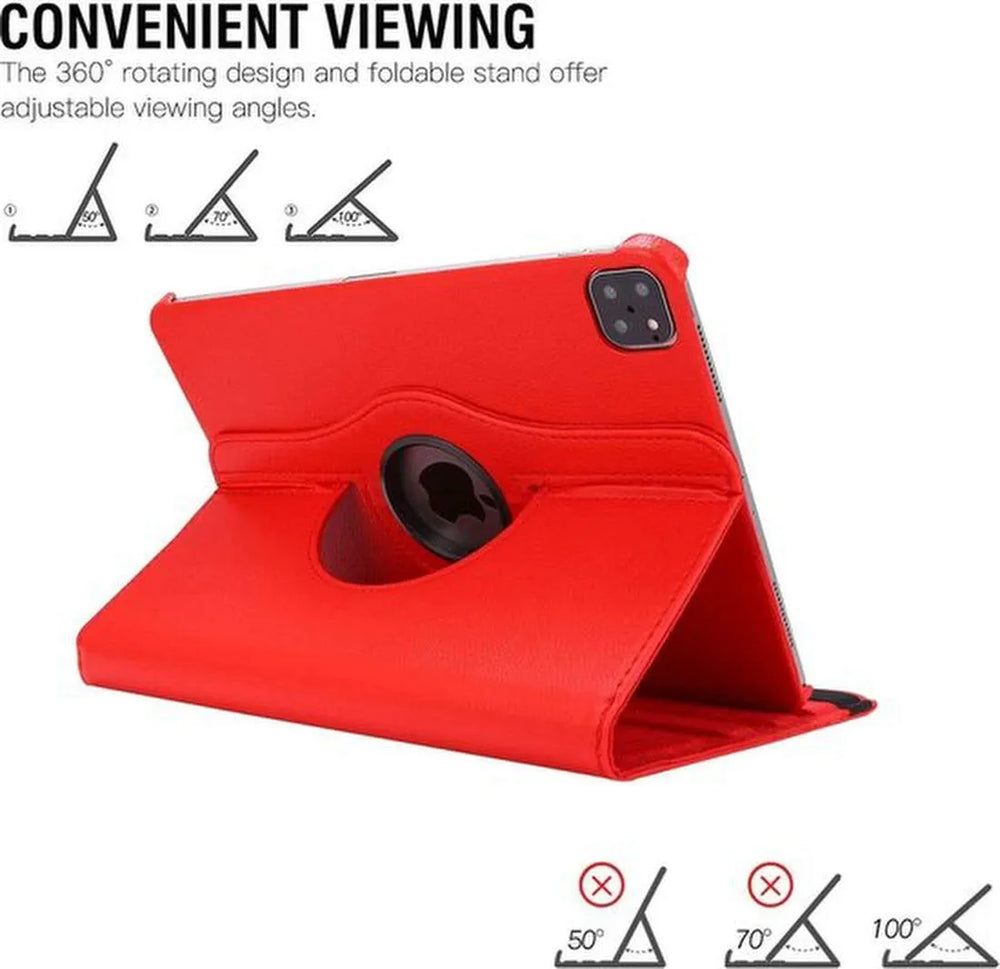 iPad Pro 11 inch 2020/2021/2022 Hoesjes – 360° draaibaar – Multi-stand – Rood-Tablethoesjes-Ilumina Benelux