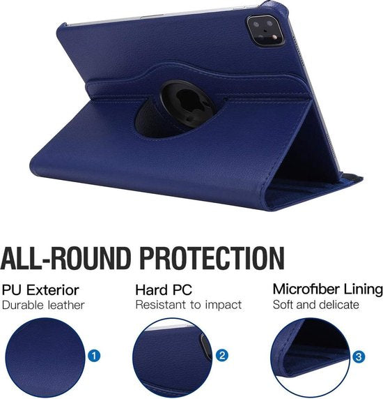 iPad Pro 11 inch 2020/2021/2022 Hoesjes – 360° draaibaar multi-stand – Standfunctie – Donkerblauw-Tablethoesjes-Ilumina Benelux