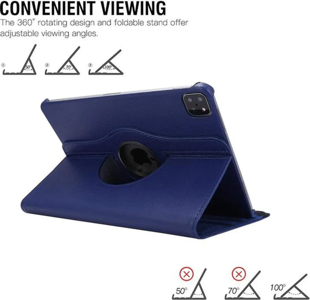 iPad Pro 11 inch 2020/2021/2022 Hoesjes – 360° draaibaar multi-stand – Standfunctie – Donkerblauw-Tablethoesjes-Ilumina Benelux