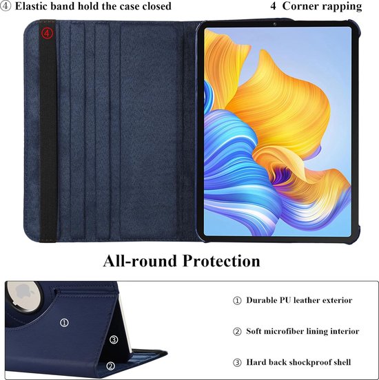 iPad Pro 11 inch 2020/2021/2022 Hoesjes – 360° draaibaar multi-stand – Standfunctie – Donkerblauw-Tablethoesjes-Ilumina Benelux