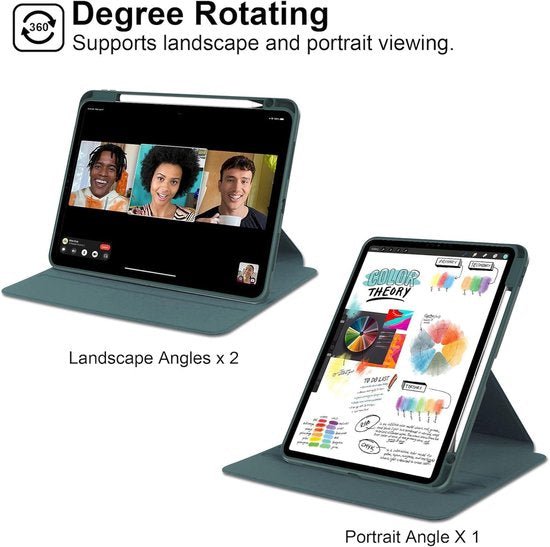 iPad Pro 12,9 inch 2022/2021/2020 & iPad Air 13 Inch (2025) M3 / Air 13 inch (2024) M2 – Acryl Stand Case – Pencilhouder – Donkergroen-Tablethoesjes-Ilumina Benelux