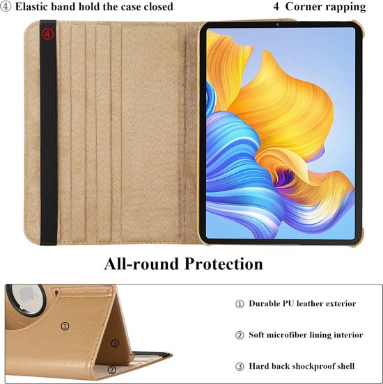 iPad Pro 12.9 (2020/2021/2022) Hoesjes – 360° draaibaar – Multi-stand – Goud-Tablethoesjes-Ilumina Benelux