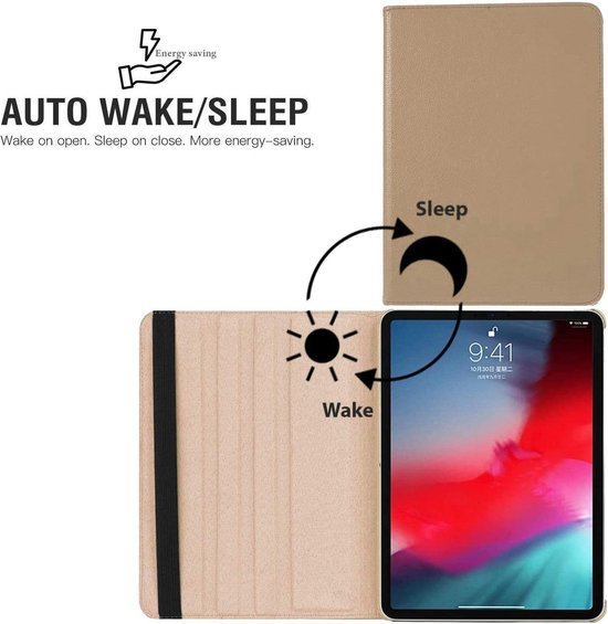 iPad Pro 12.9 (2020/2021/2022) Hoesjes – 360° draaibaar – Multi-stand – Goud-Tablethoesjes-Ilumina Benelux