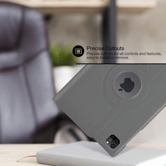 iPad Pro 12.9 (2020/2021/2022) Hoesjes – 360° draaibaar – Multi-stand – Grijs-Tablethoesjes-Ilumina Benelux