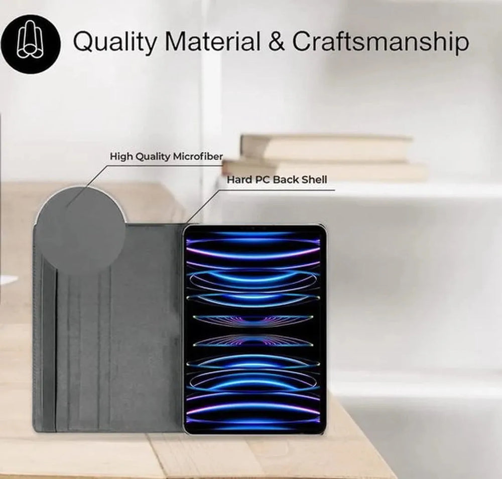 iPad Pro 12.9 (2020/2021/2022) Hoesjes – 360° draaibaar – Multi-stand – Grijs-Tablethoesjes-Ilumina Benelux