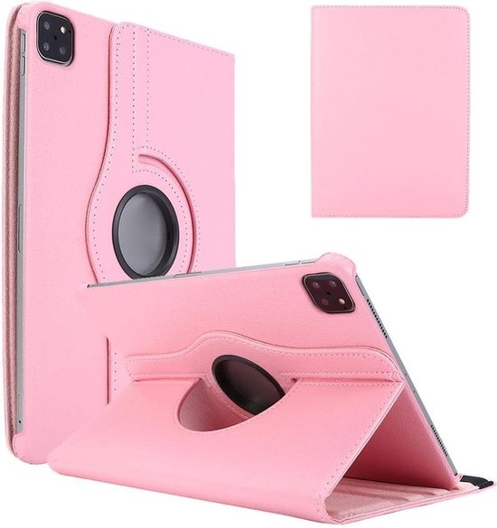 iPad Pro 12.9 (2020/2021/2022) Hoesjes – 360° draaibaar – Multi-stand – Lichtroze-Tablethoesjes-Ilumina Benelux