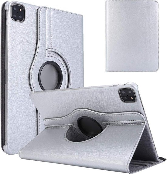 iPad Pro 12.9 (2020/2021/2022) Hoesjes – 360° draaibaar – Multi-stand – Zilver-Tablethoesjes-Ilumina Benelux