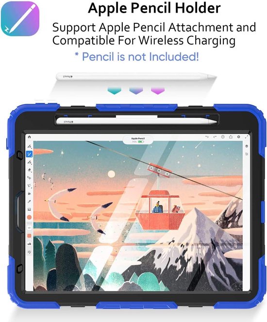 iPad Pro 12.9 (2020/2021/2022) Hoesjes – Schokbestendig – Ingebouwde Screenprotector – Blauw-Tablethoesjes-Ilumina Benelux