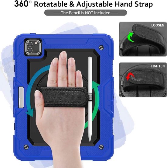 iPad Pro 12.9 (2020/2021/2022) Hoesjes – Schokbestendig – Ingebouwde Screenprotector – Blauw-Tablethoesjes-Ilumina Benelux