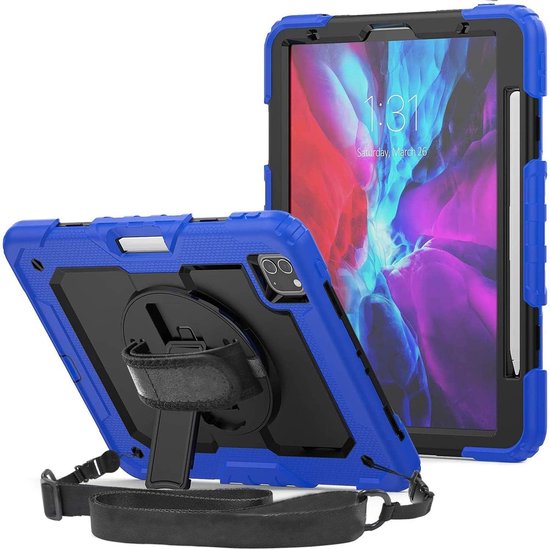 iPad Pro 12.9 (2020/2021/2022) Hoesjes – Schokbestendig – Ingebouwde Screenprotector – Blauw-Tablethoesjes-Ilumina Benelux