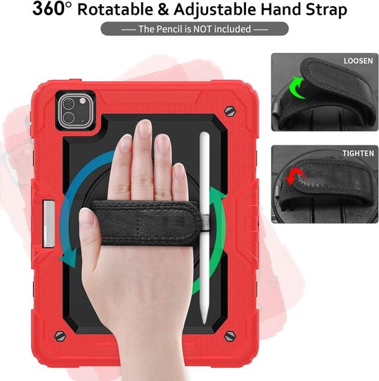 iPad Pro 12.9 (2020/2021/2022) – Robuust Armor Hoesjes – Schokbestendig – Screenprotector – Rood-Tablethoesjes-Ilumina Benelux