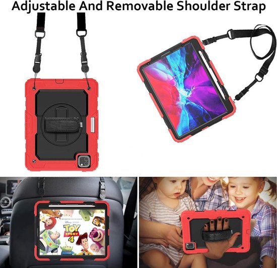 iPad Pro 12.9 (2020/2021/2022) – Robuust Armor Hoesjes – Schokbestendig – Screenprotector – Rood-Tablethoesjes-Ilumina Benelux