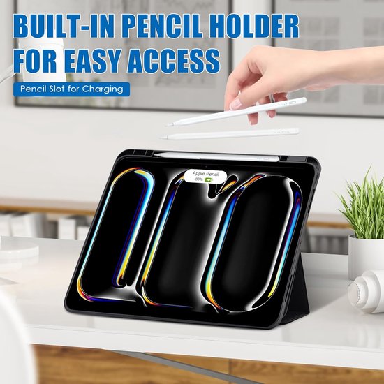 iPad Pro 13 2024 (M4) – Tri-Fold standfunctie – Pencil-houder – Auto wake/sleep – Zwart-Tablethoesjes-Ilumina Benelux