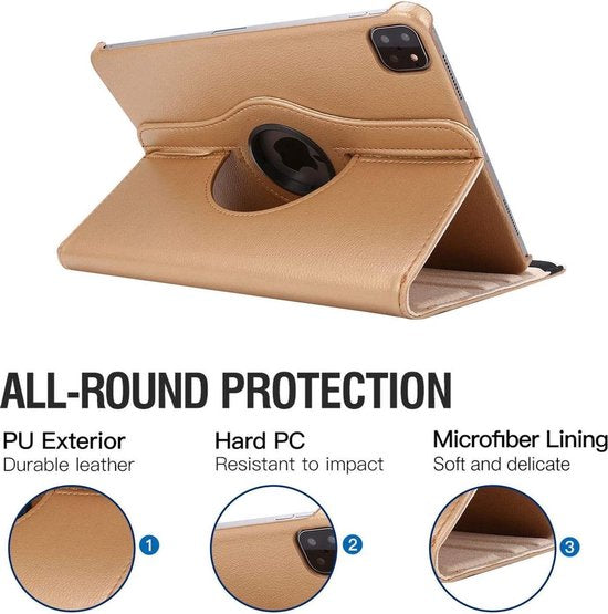 iPad Pro 13 inch (2024/2025) Hoesjes – 360° draaibaar – Multi-stand – Goud-Tablethoesjes-Ilumina Benelux