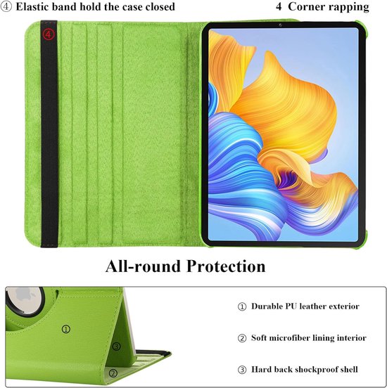iPad Pro 13 inch (2024/2025) Hoesjes – 360° draaibaar – Multi-stand standfunctie – Groen-Tablethoesjes-Ilumina Benelux