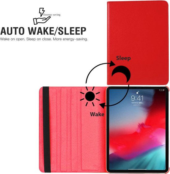 iPad Pro 13 inch (2024/2025) Hoesjes – 360° draaibaar – Multi-stand standfunctie – Rood-Tablethoesjes-Ilumina Benelux