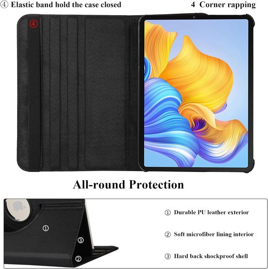 iPad Pro 13 inch (2024/2025) Hoesjes – 360° draaibaar – Multi-stand standfunctie – Zwart-Tablethoesjes-Ilumina Benelux