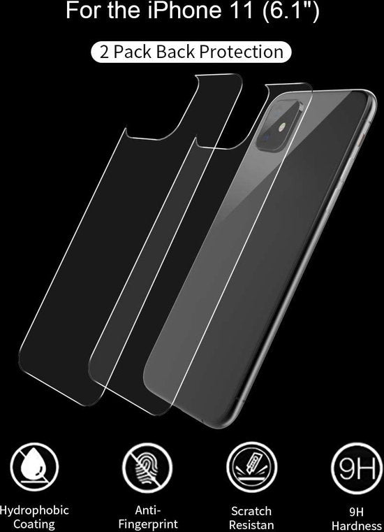 iPhone 11 Screenprotector voor en achter Gehard 9H – Anti-kras – 2 Pack-Ilumina Benelux