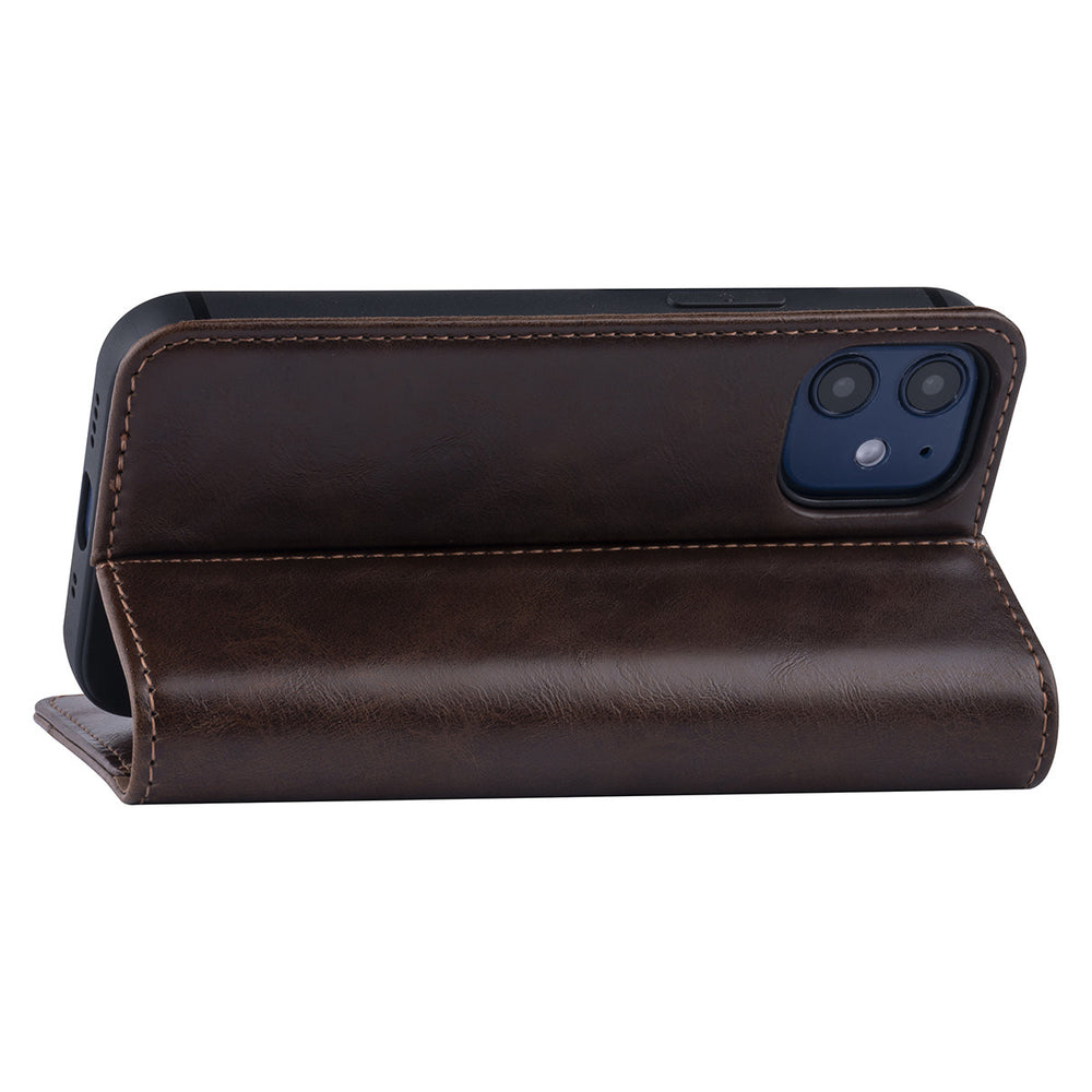 iPhone 12 Mini Book Case hoesje - Donker Bruin - PU leather-Hoesjes-Ilumina Benelux