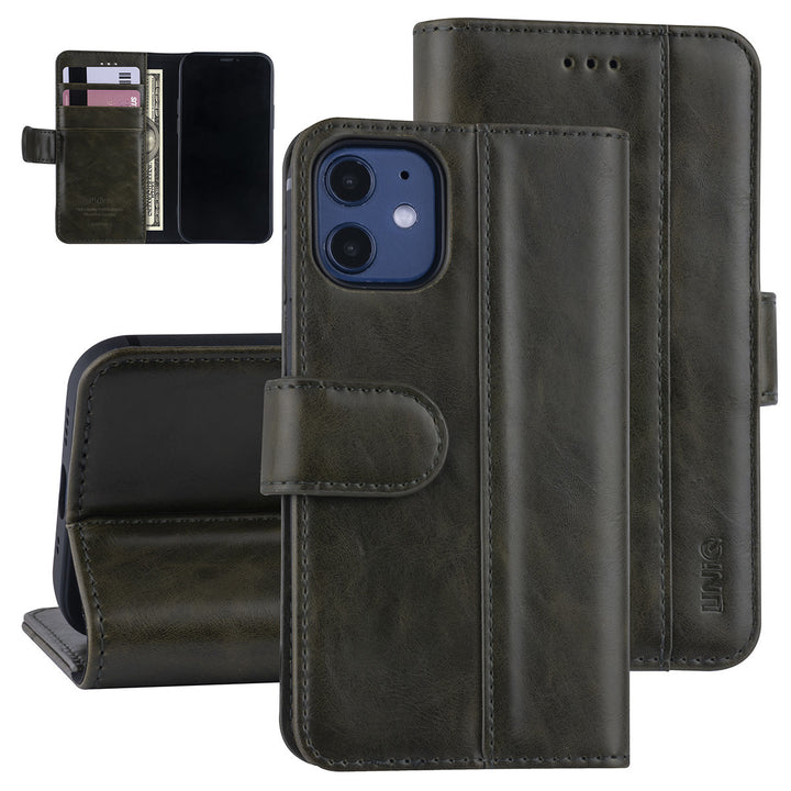 iPhone 12 Mini Book Case hoesje - Donker Groen - PU leather-Hoesjes-Ilumina Benelux