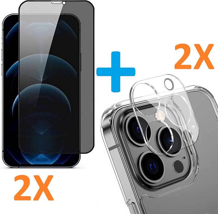 iPhone 12 Mini – Camera Lens & Privacy Screenprotector – Anti-kras – 4-Pack-Ilumina Benelux