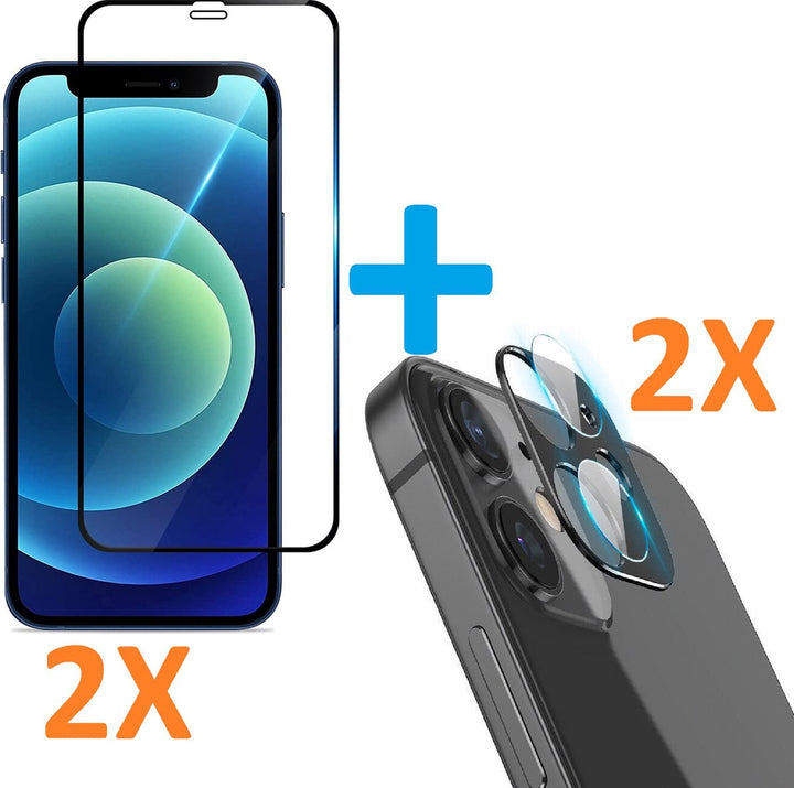 iPhone 12 Pro – Camera Lens & Full Screenprotector – 4-Pack Tempered Glas-Ilumina Benelux