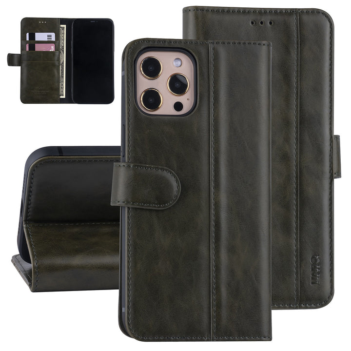 iPhone 12 Pro Max Book Case hoesje - Donker Groen - PU leather-Hoesjes-Ilumina Benelux