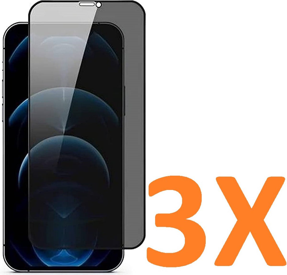 iPhone 12/12 Pro – Privacy Screenprotector – 9H Gehard Glas – 3-Pack-Ilumina Benelux