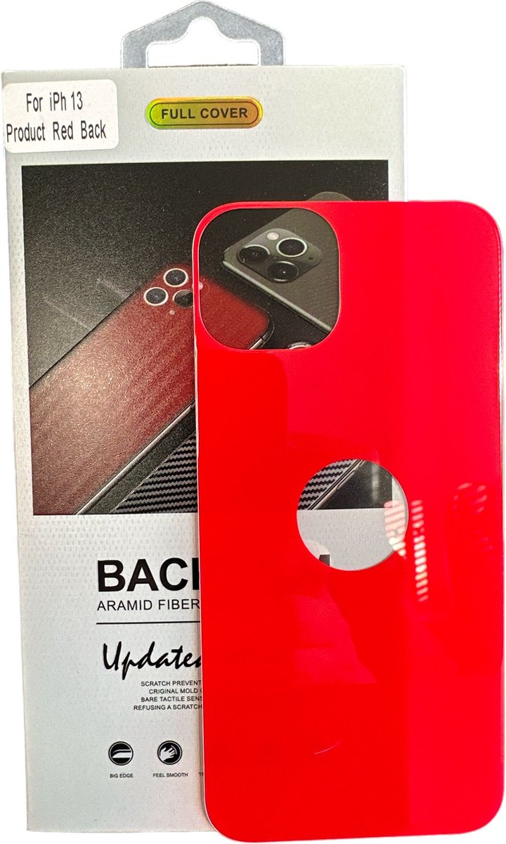 iPhone 13 – Achterkant Tempered Glass – 9H Gehard Glas – 1-Pack – Rood-Ilumina Benelux